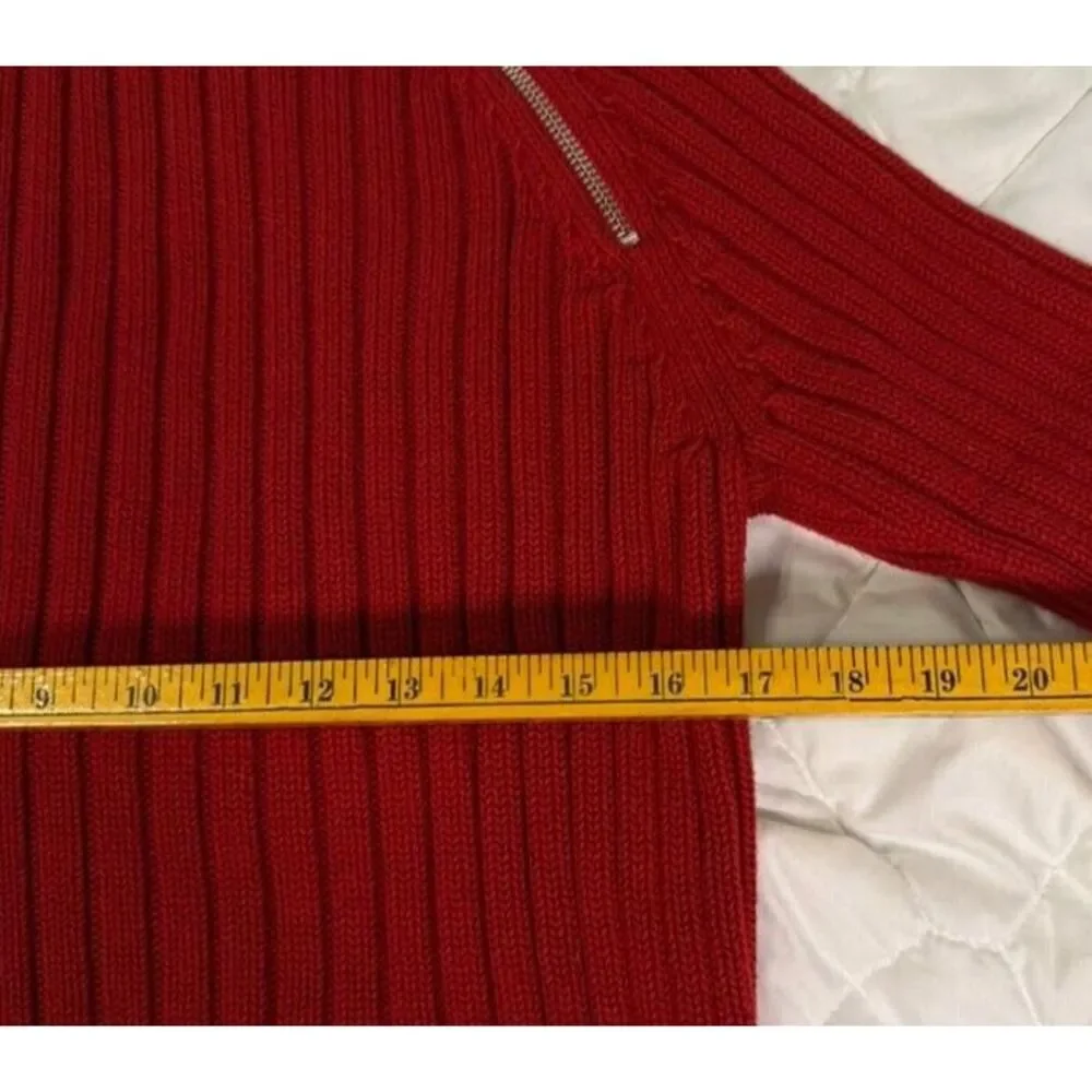 Michael Michael Kors Womens Zipper Crew Neck Cable Knit Sweater XL - RUNS‎ SMALL